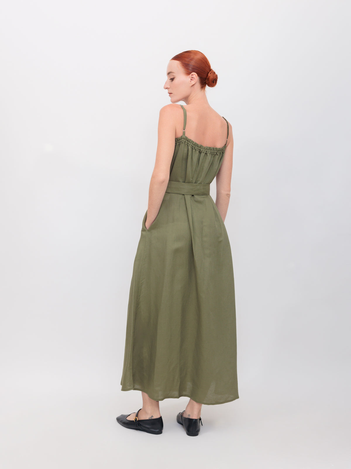Ruffle Tank Maxi Dress in Dark Brown